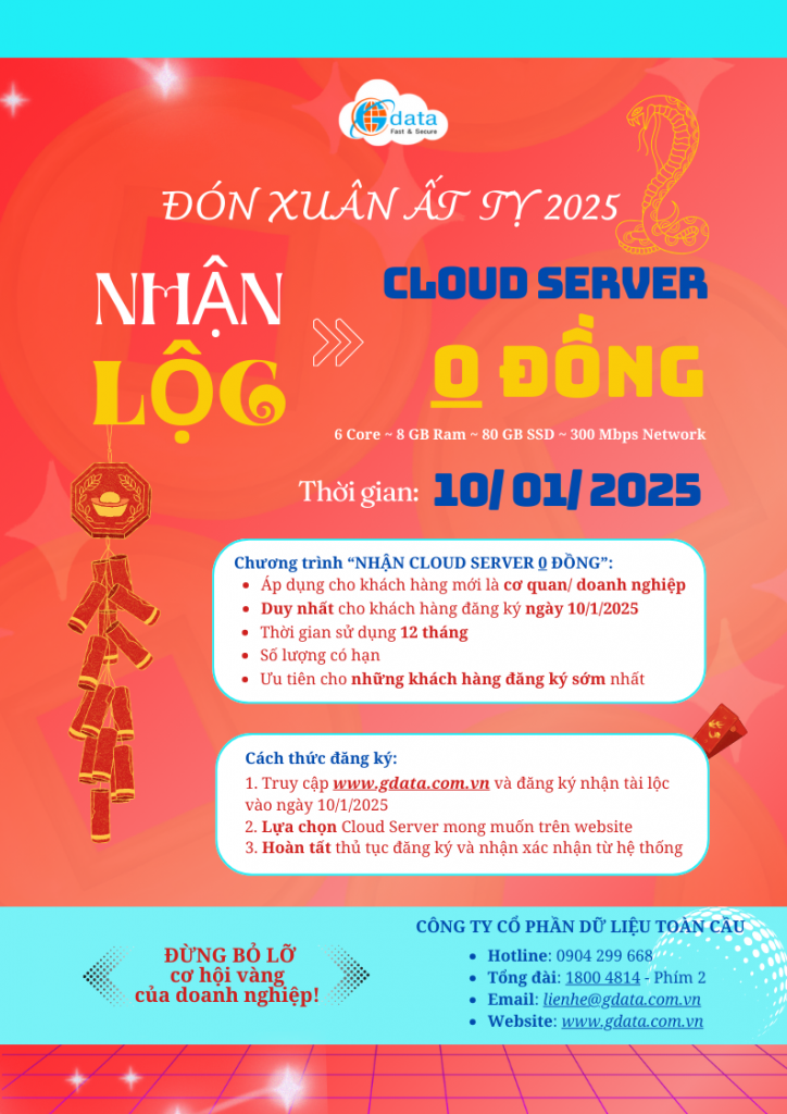 Cloud Server 0 Đồng – Nhận Lộc Đón Xuân Cùng Gdata